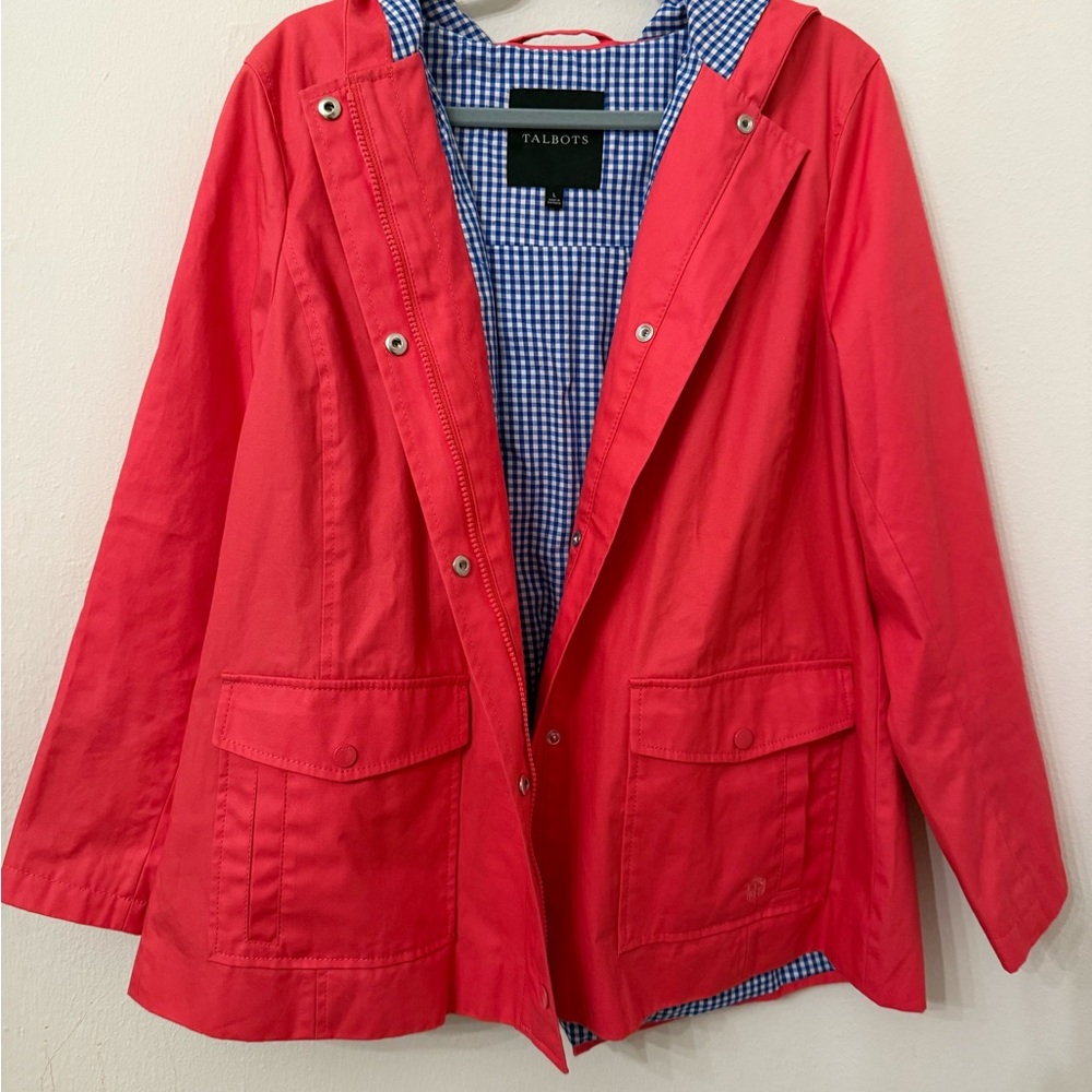 Talbots pink Jacket with Blue Check Lining